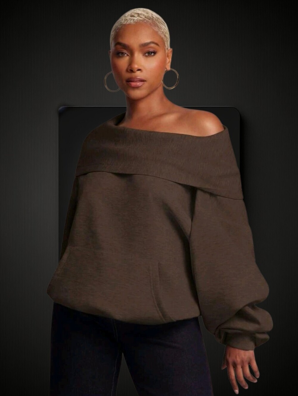 Oversized Hooded Top ▪︎ Chocolate ▪︎ LG - Picture 11 of 11